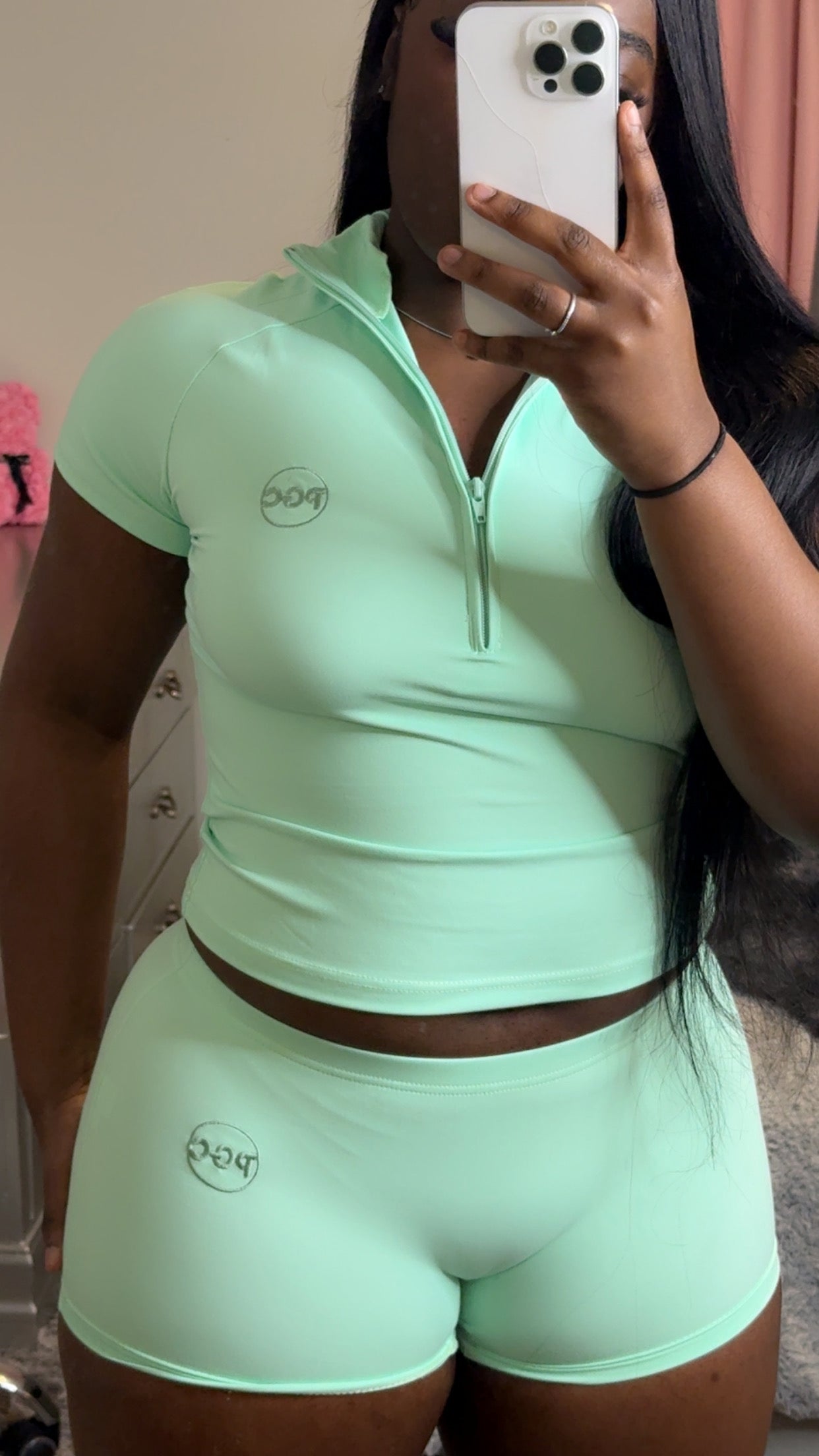 Mint Green Half Zip Top Set