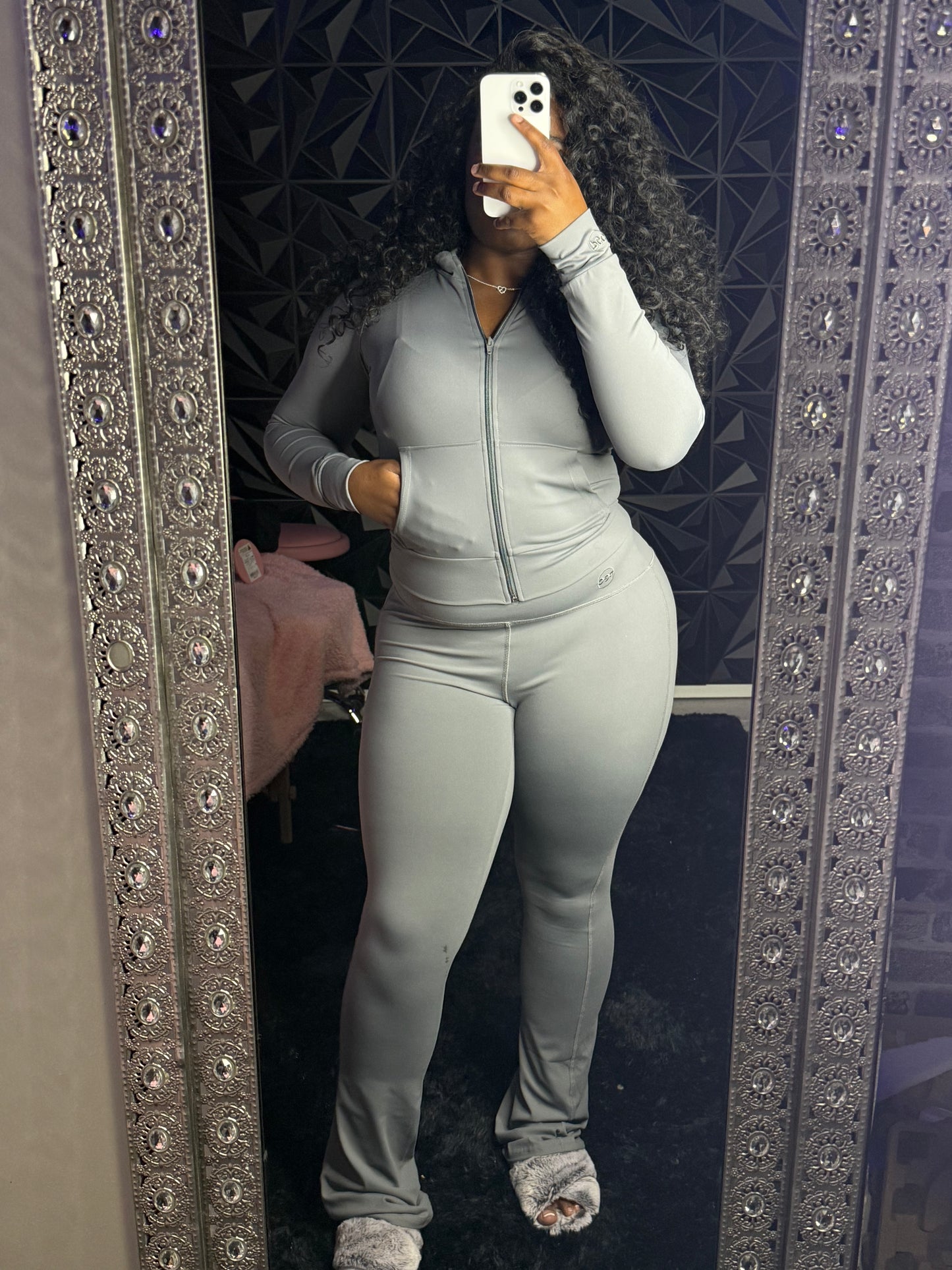 Charcoal Grey Jacket & Straight Leg Pants