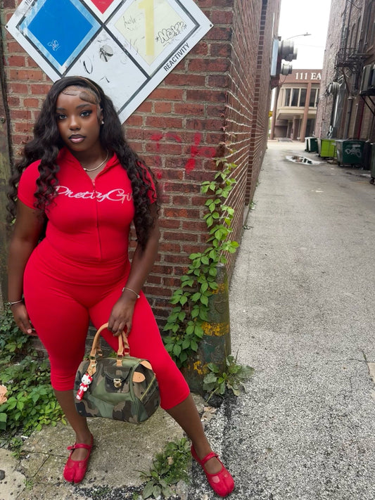 Red “That Girl” Capri Set