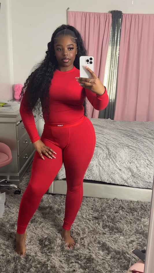 Red Longsleeve & Leggings Loungewear