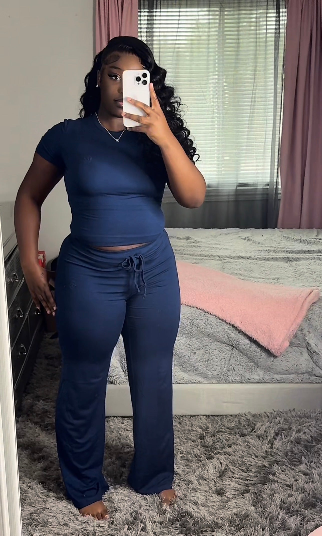 Navy Blue Straight Leg Set