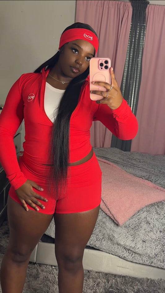 Red Jacket & Flipover Shorts (Headband Inc)