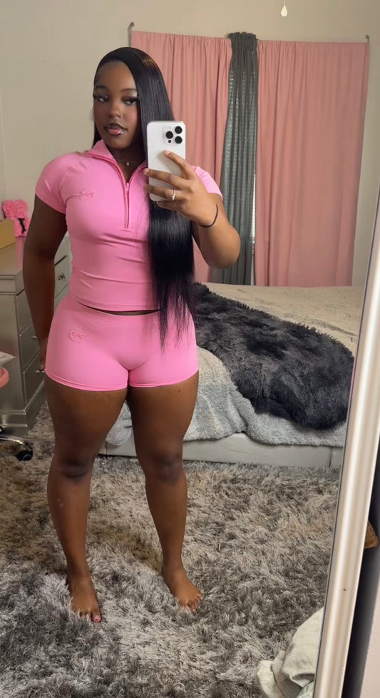 Pink Half Zip Top Set