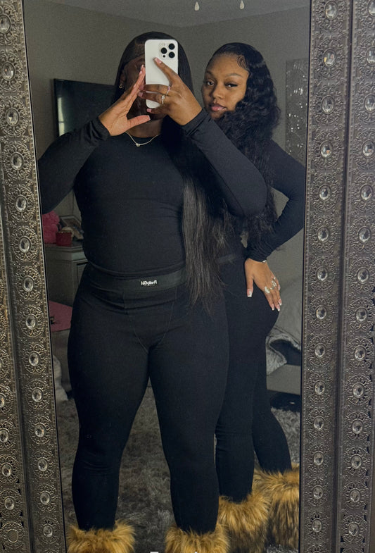 Black Long-sleeve Legging Set